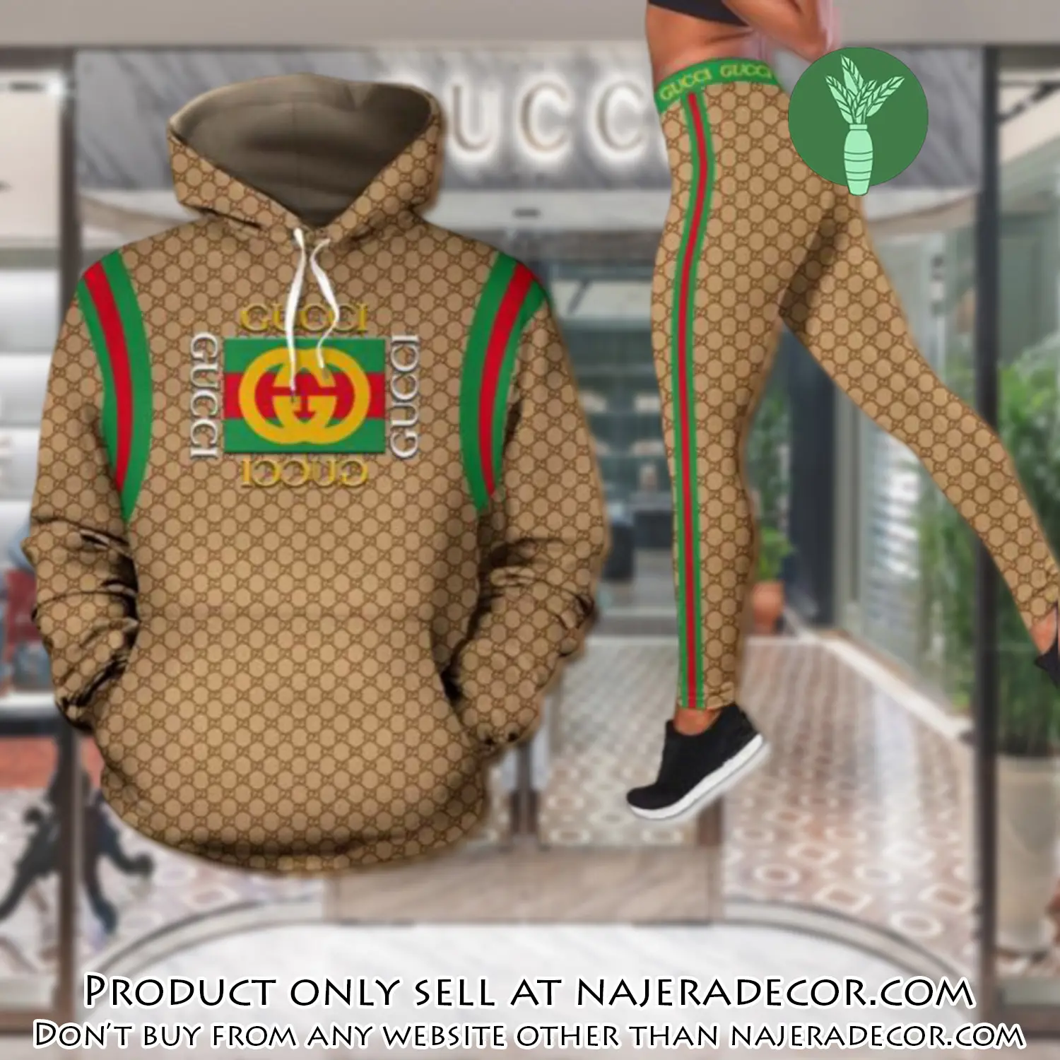 Gucci stripe hoodie legging set luxury for women njr2609871